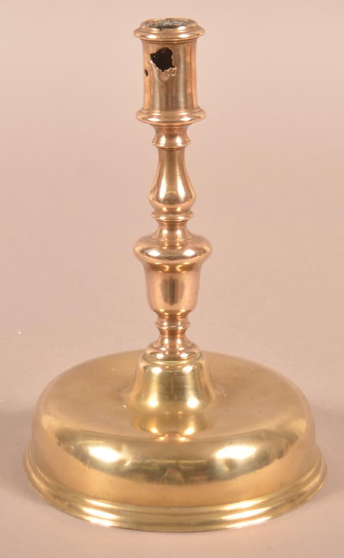 Queen Anne 18th Century Brass Candlestick. (1 of 3)