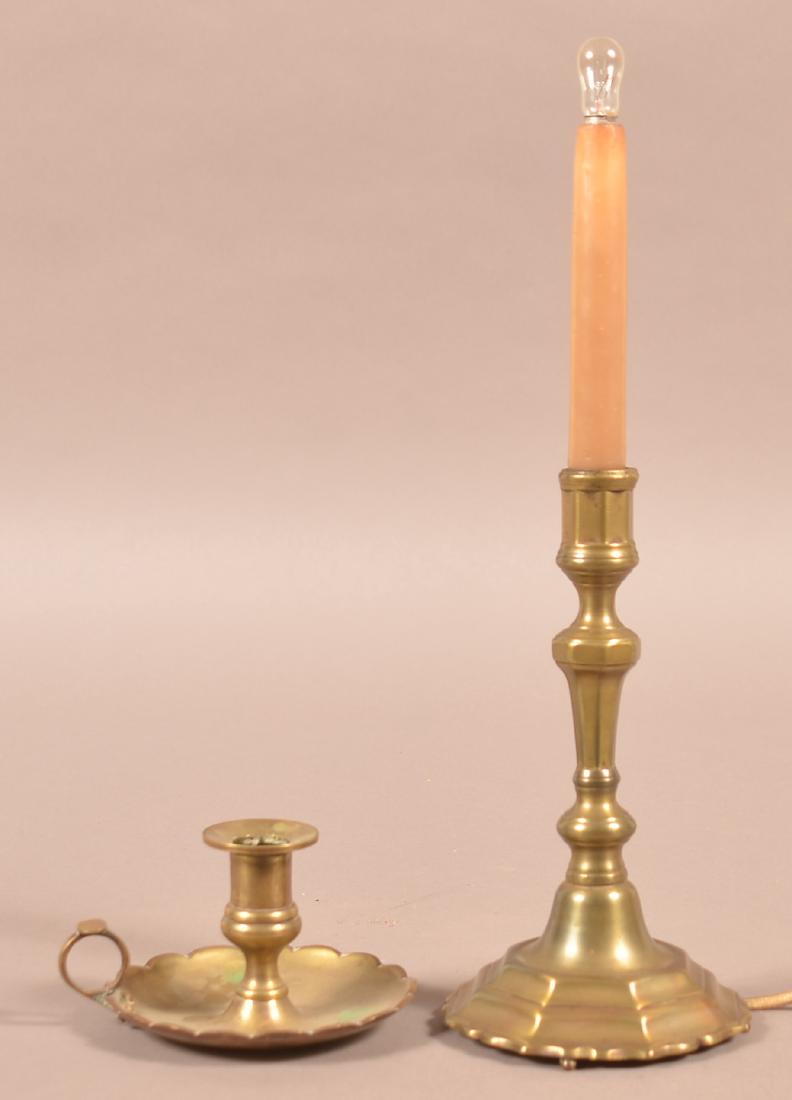 Two Antique Brass Candlesticks. (1 of 3)