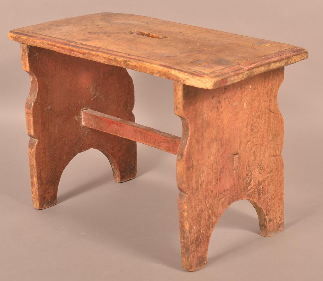 PA Early 19th Century Cherry Milking Bench. (1 of 3)