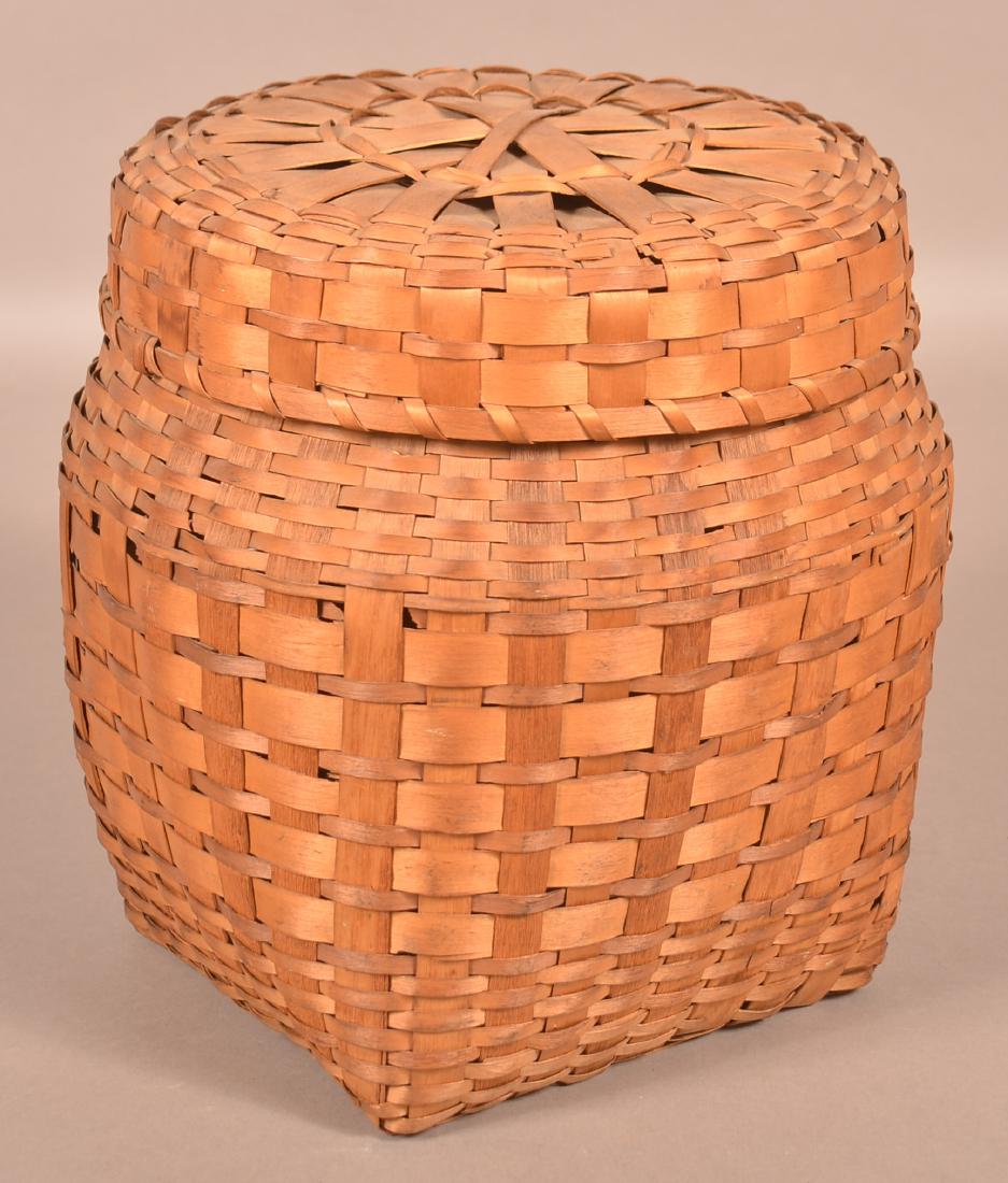 Woven Ash Splint Covered Basket. (1 of 4)
