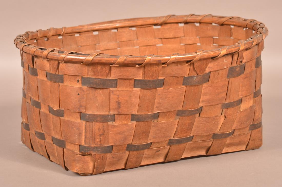 Antique Woven Ash Splint Storage Basket. (1 of 4)