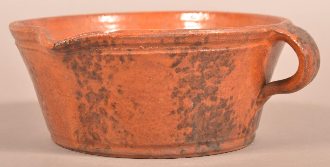 19th Century Sponge Glazed Redware Milk Bowl. (1 of 4)