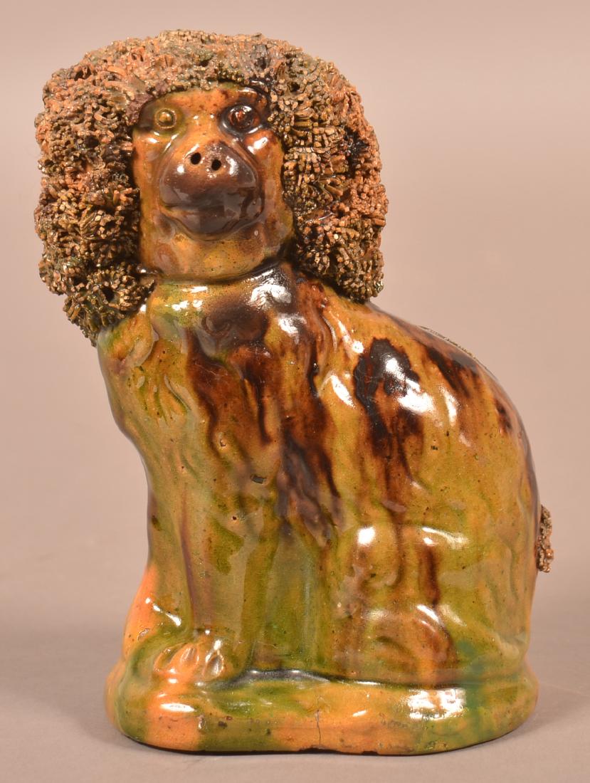 Glazed Redware Spaniel Bank Attrib. to George Wagner. (1 of 5)