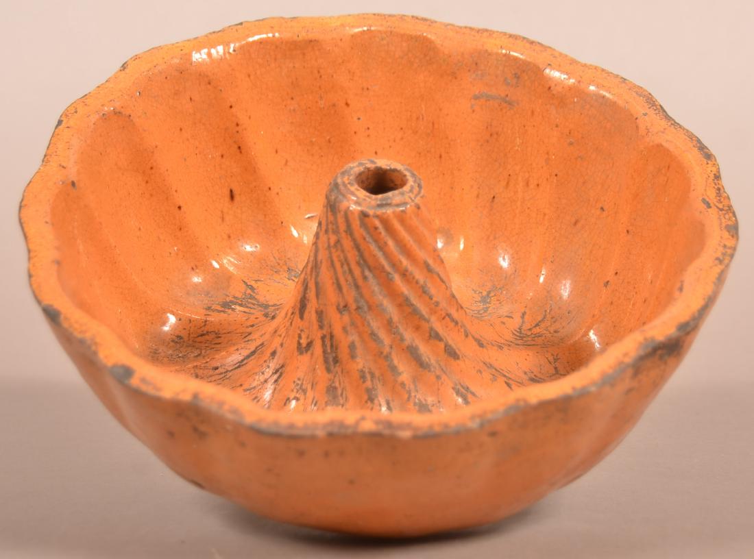 19th Century Glazed Redware Turks Mold. (1 of 3)