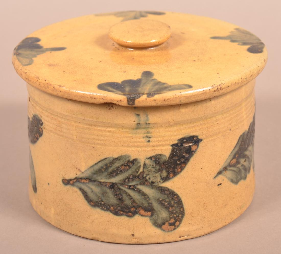 Stoneware Cov. Butter Crock with Blue Foliate (1 of 4)