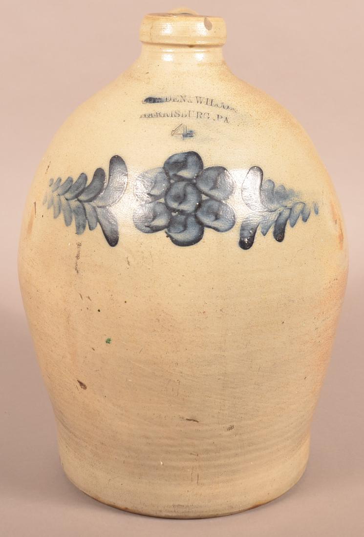 Cowden & Wilcox Floral Dec. Four Gallon Stoneware Jug. (1 of 3)