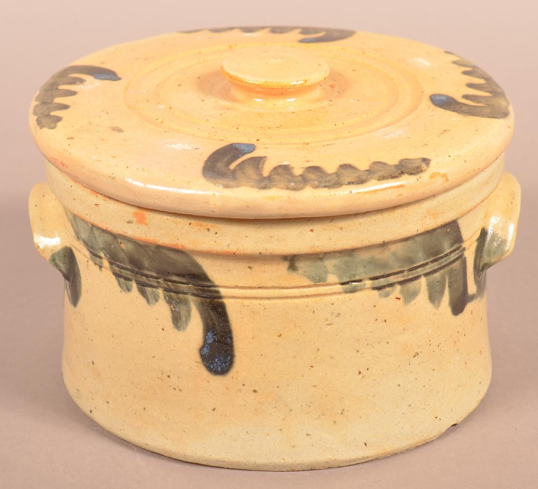 Stoneware Cov. Butter Crock with Blue Foliate (1 of 4)