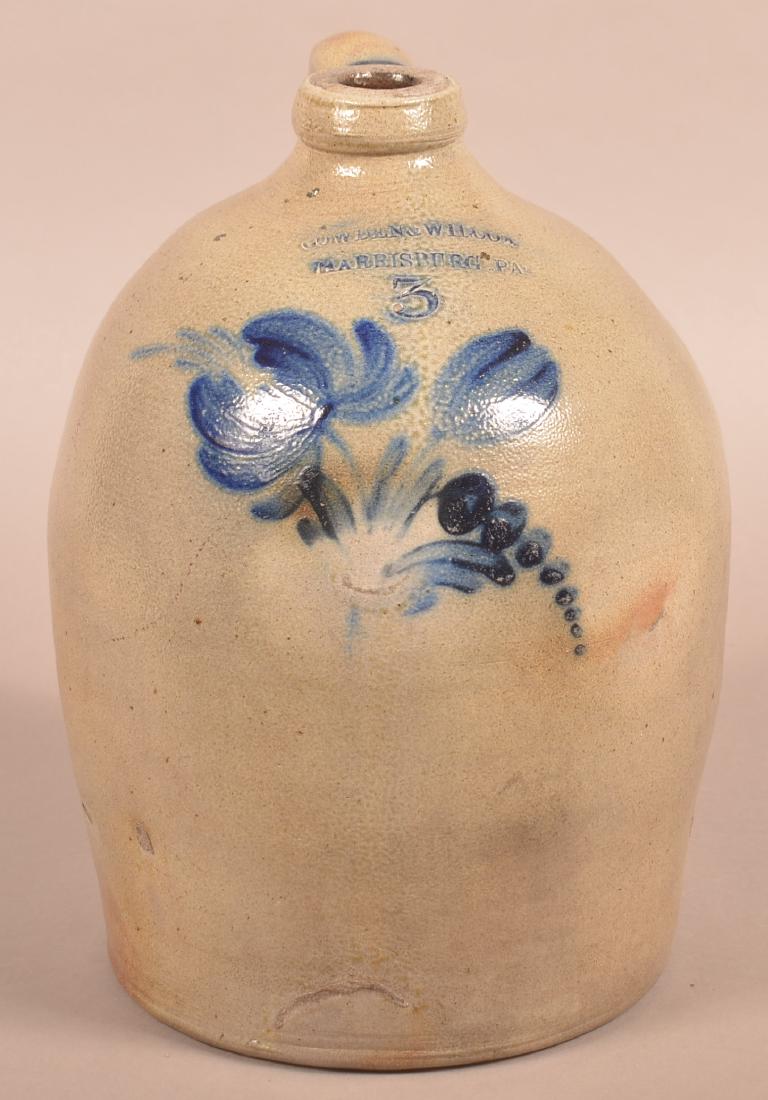 Cowden & Wilcox Floral Dec. Three Gallon Stoneware Jug. (1 of 3)