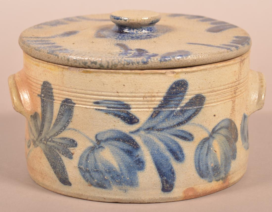 Stoneware Cov. Butter Crock with Blue Foliate (1 of 5)
