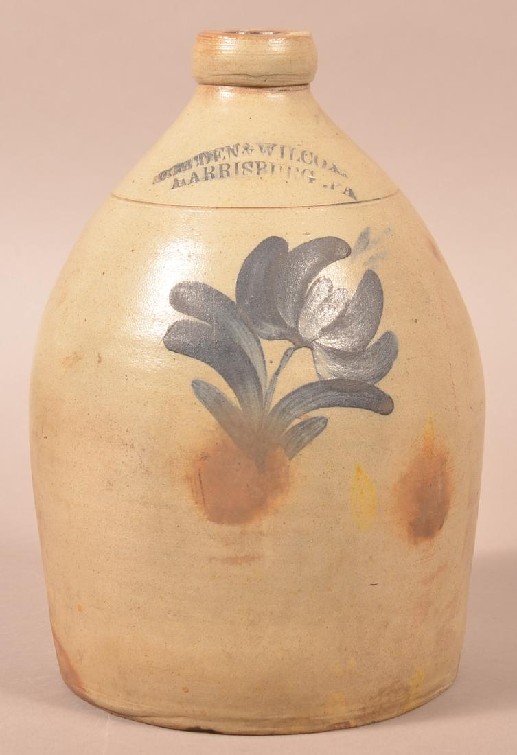 Cowden & Wilcox Floral Dec. One Gallon Stoneware Jug. (1 of 4)