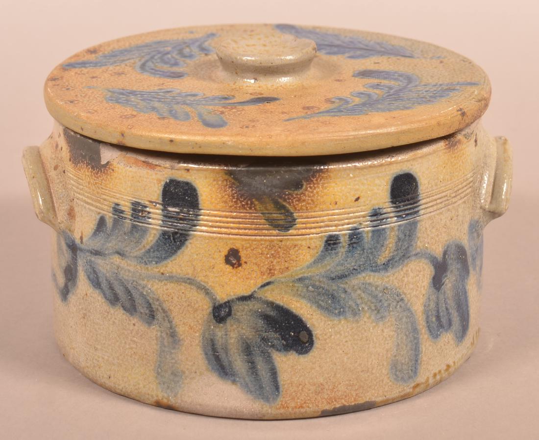 Stoneware Cov. Butter Crock with Blue Foliate (1 of 4)