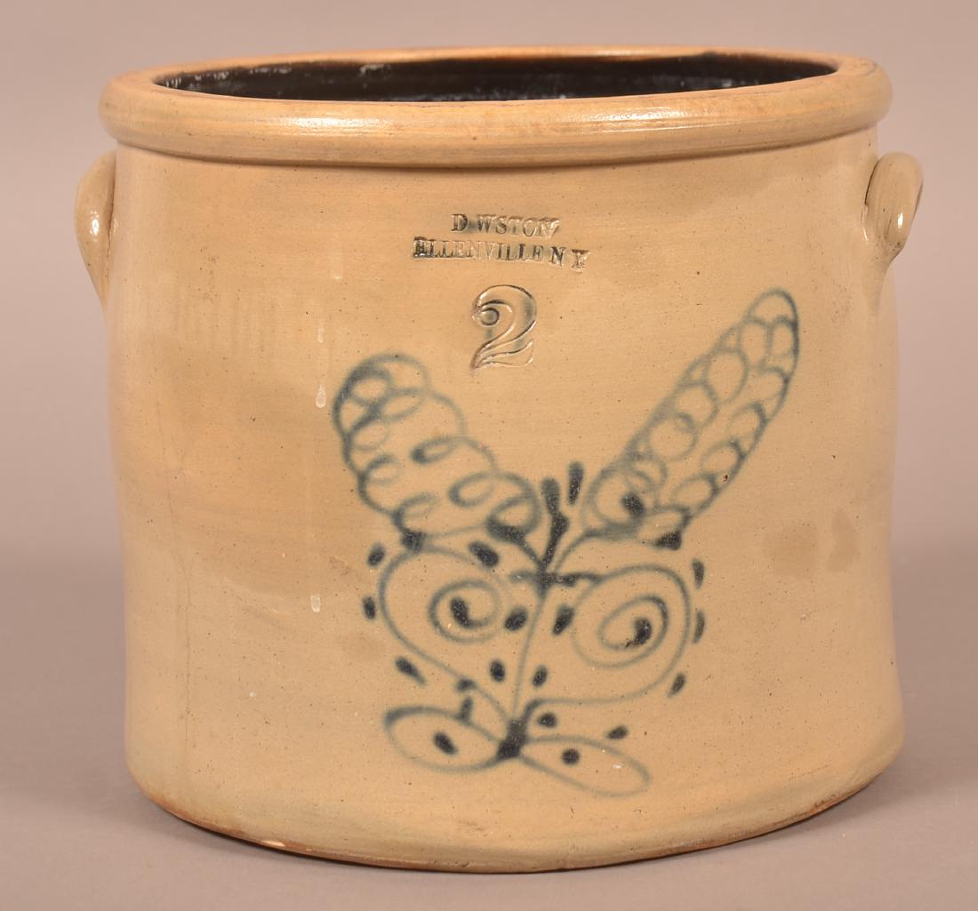 D. Weston 2 Gallon Crock with Blue Floral Decoration. (1 of 3)