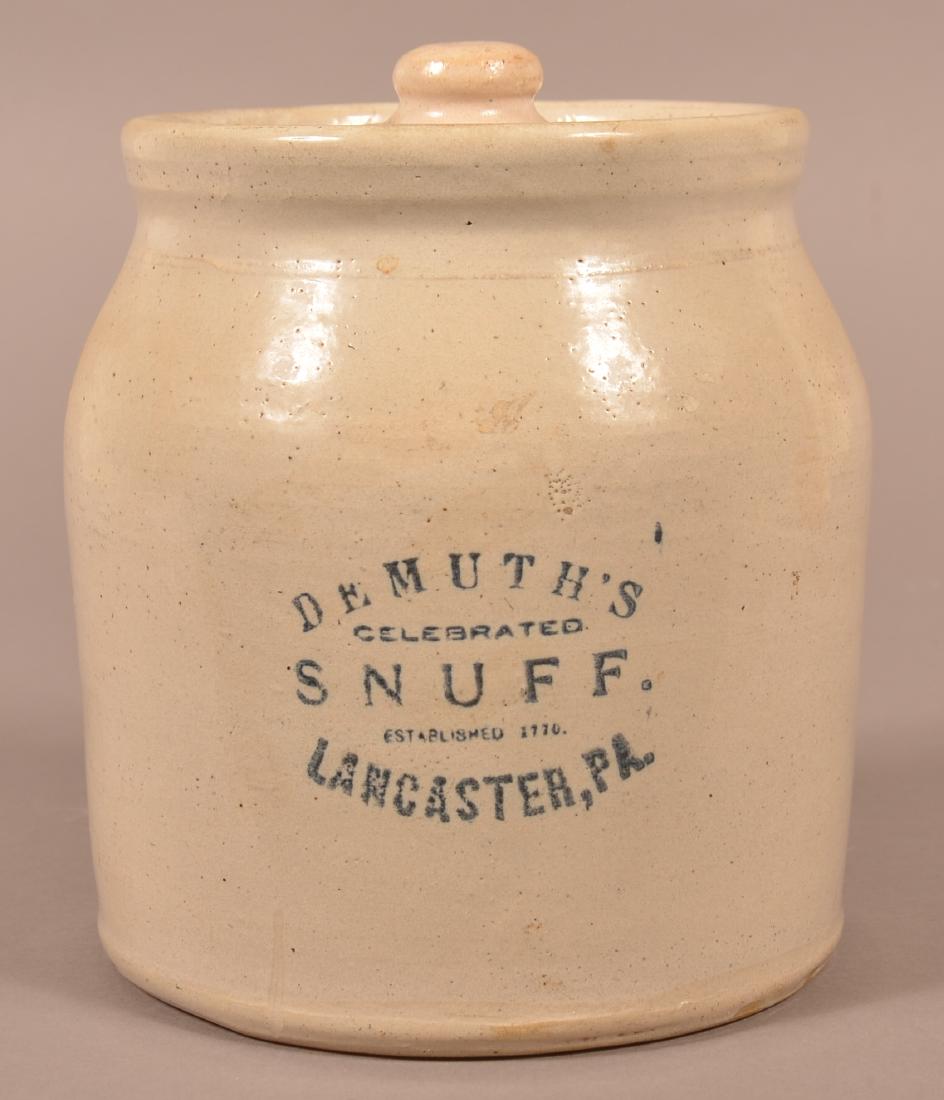 Demuth's Snuff Stoneware One Gallon Crock. (1 of 3)