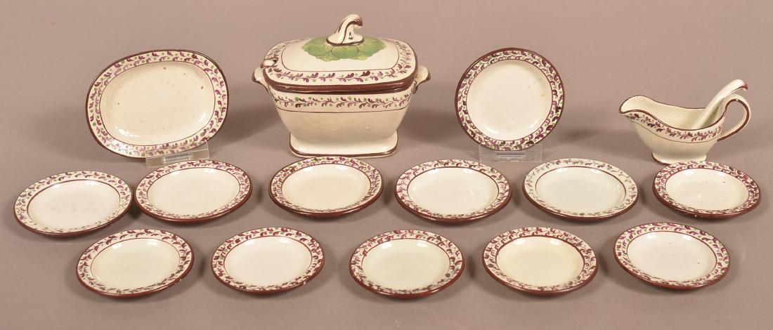 Leeds Soft Paste 17 Piece Miniature China Set. (1 of 2)