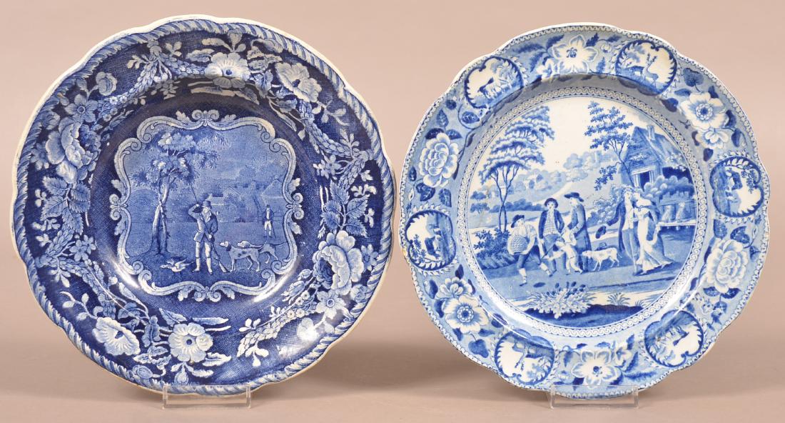 Two Staffordshire China Blue Transfer Plates. (1 of 1)