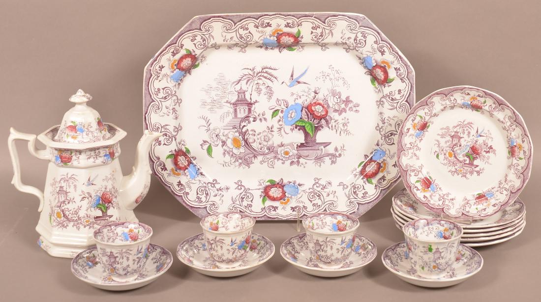 16 Pieces of Purple Transfer "Florilla" Patt. Ironstone (1 of 2)