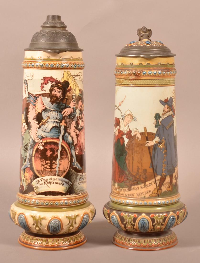 Two Various Villeroy & Boch, Mettlach Pottery Tankards. (1 of 9)