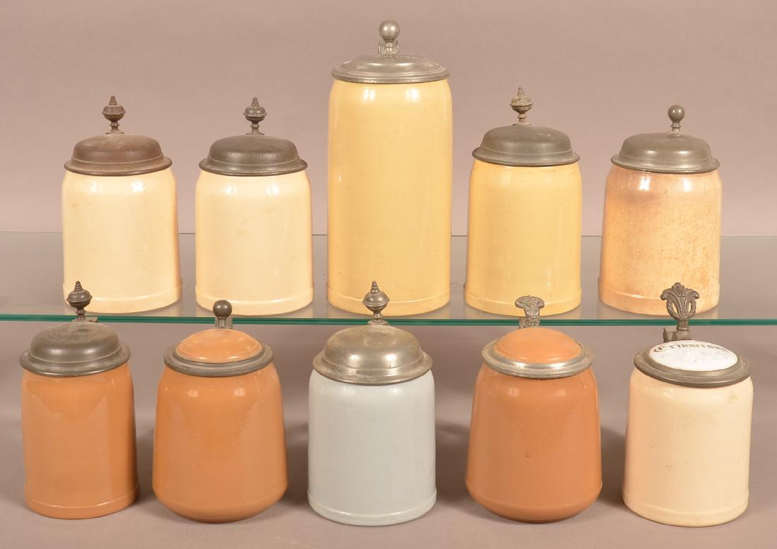 Ten Various German Antique/Vintage Pottery Steins. (1 of 5)