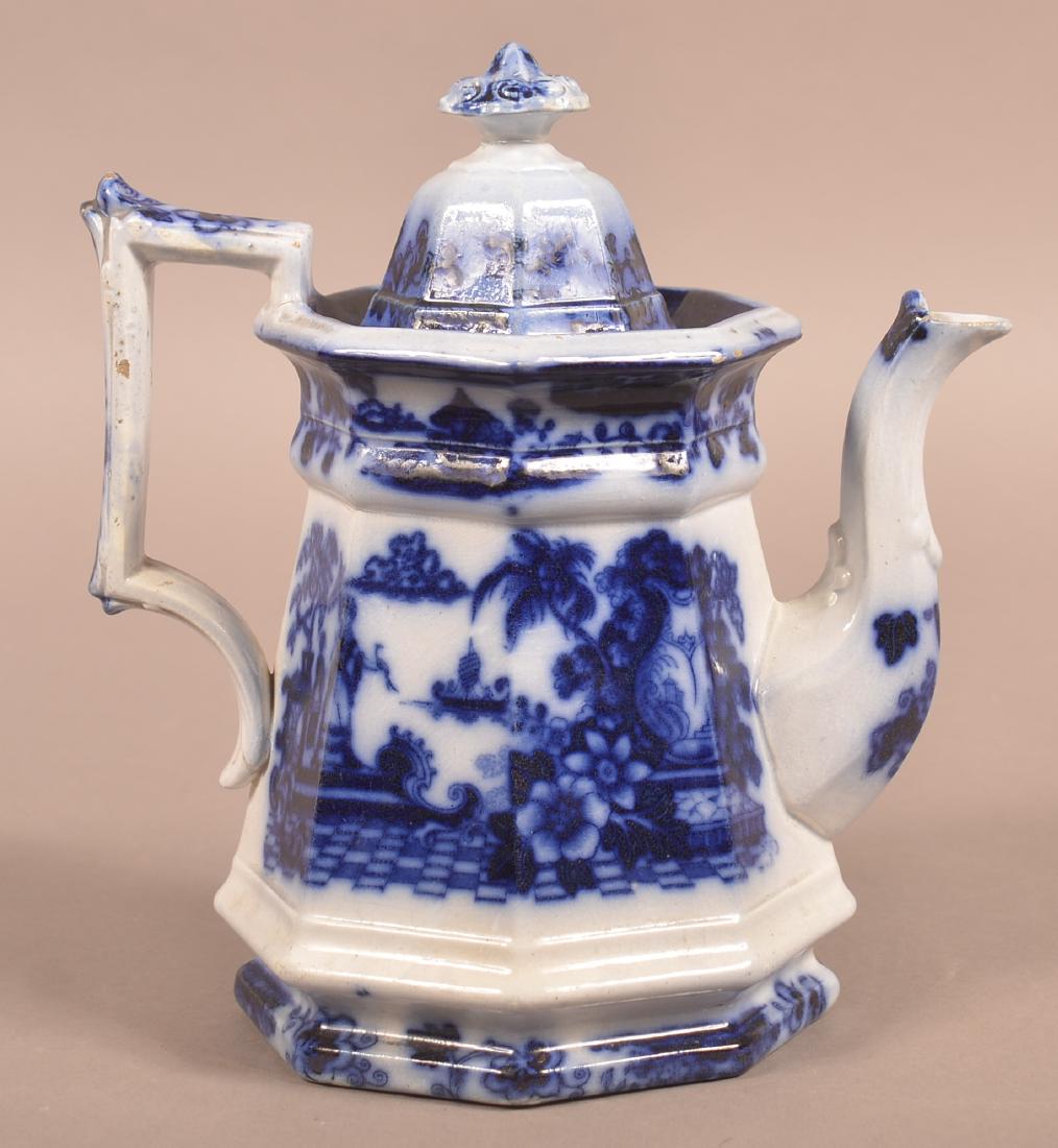 Flow Blue Ironstone China "Cabul" Pattern Coffee Pot. (1 of 2)