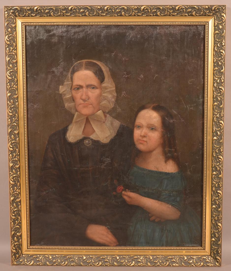 19th Century Oil on Canvas Double Portrait Painting. (1 of 5)