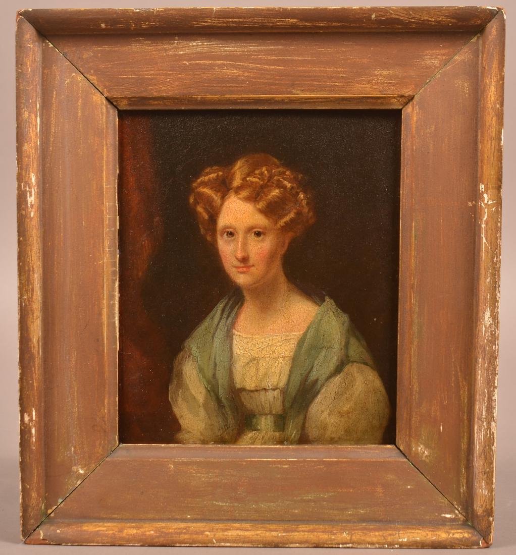 19th Cent. Oil on Paper Board Portrait of a Young (1 of 3)