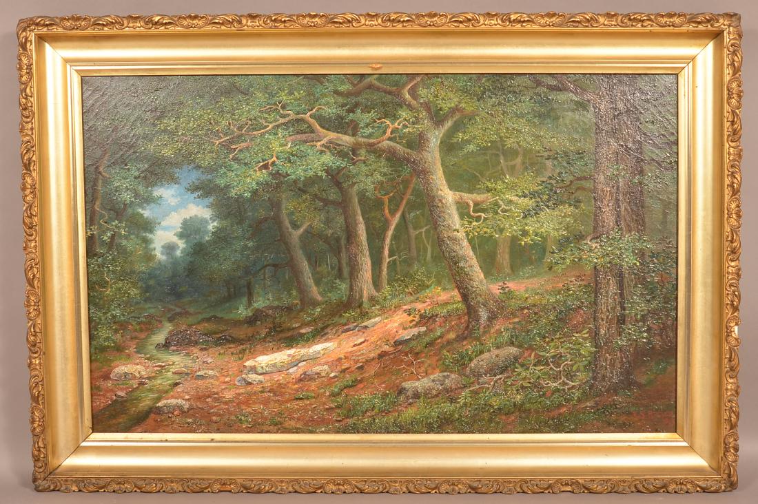 E.S. Reeser Oil on Canvas Wooded Landscape Painting. (1 of 4)