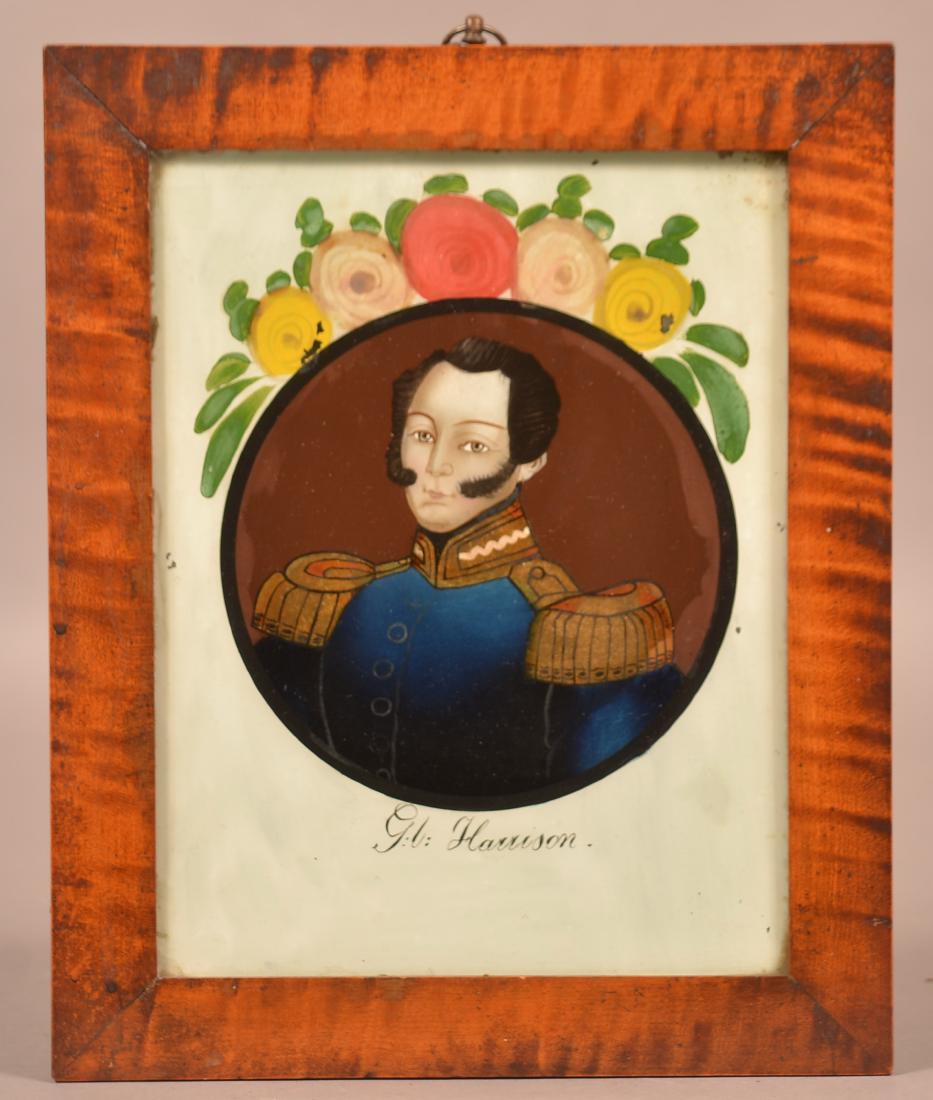 Reverse Painting on Glass of Admiral G.L. Harrison. (1 of 2)