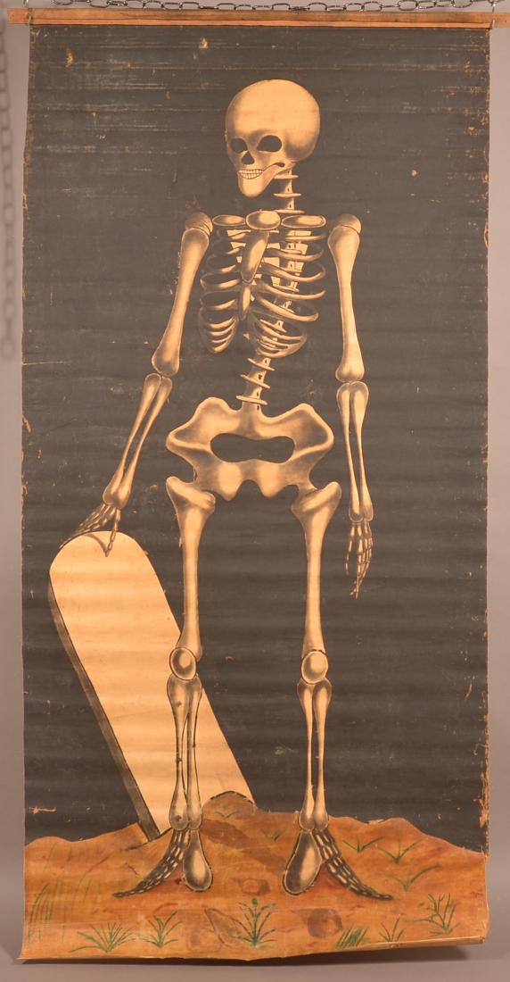 Vintage Painting on Canvas Skeleton Banner. (1 of 2)
