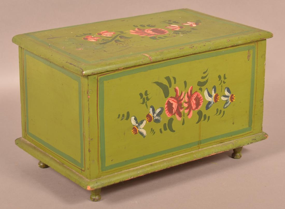 Antique Softwood Paint Dec. Miniature Blanket Chest. (1 of 5)