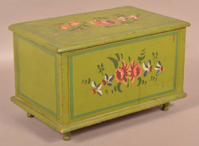 Antique Softwood Paint Dec. Miniature Blanket Chest.