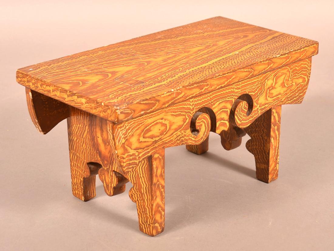 Early 20th Century Grain Paint Decorated Footstool. (1 of 5)