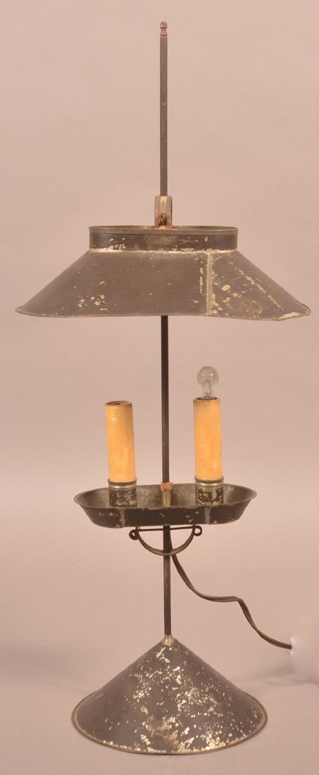 Jerry Martin Dark Brown Painted Tin Student Lamp. (1 of 5)