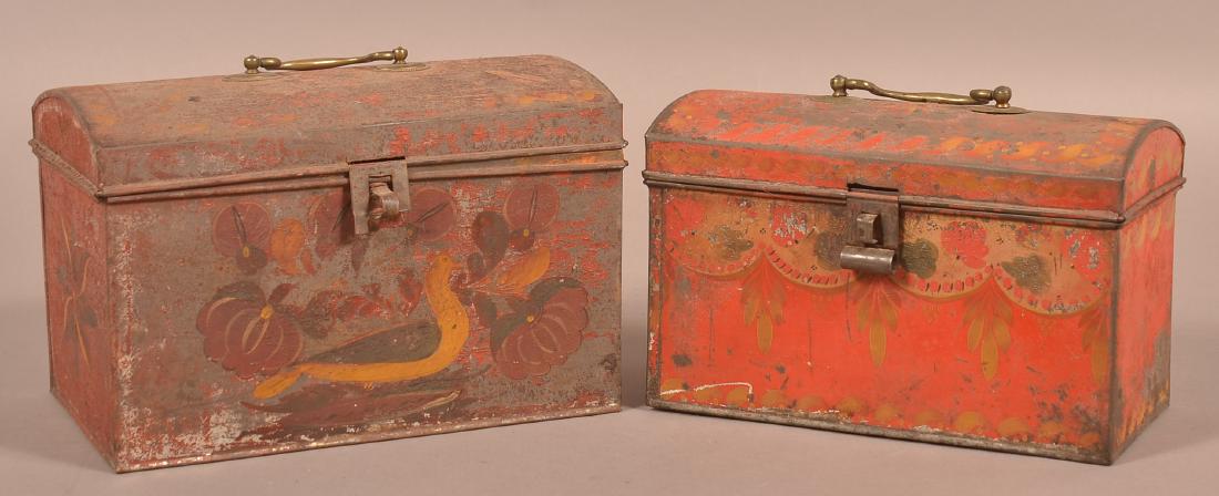 Two PA 19th Century Red Toleware Document Boxes. (1 of 3)