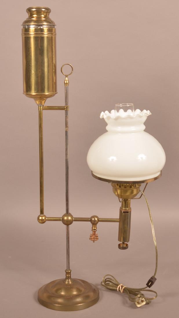 Brass "Improved Welsbach" Single Arm Student Lamp. (1 of 2)
