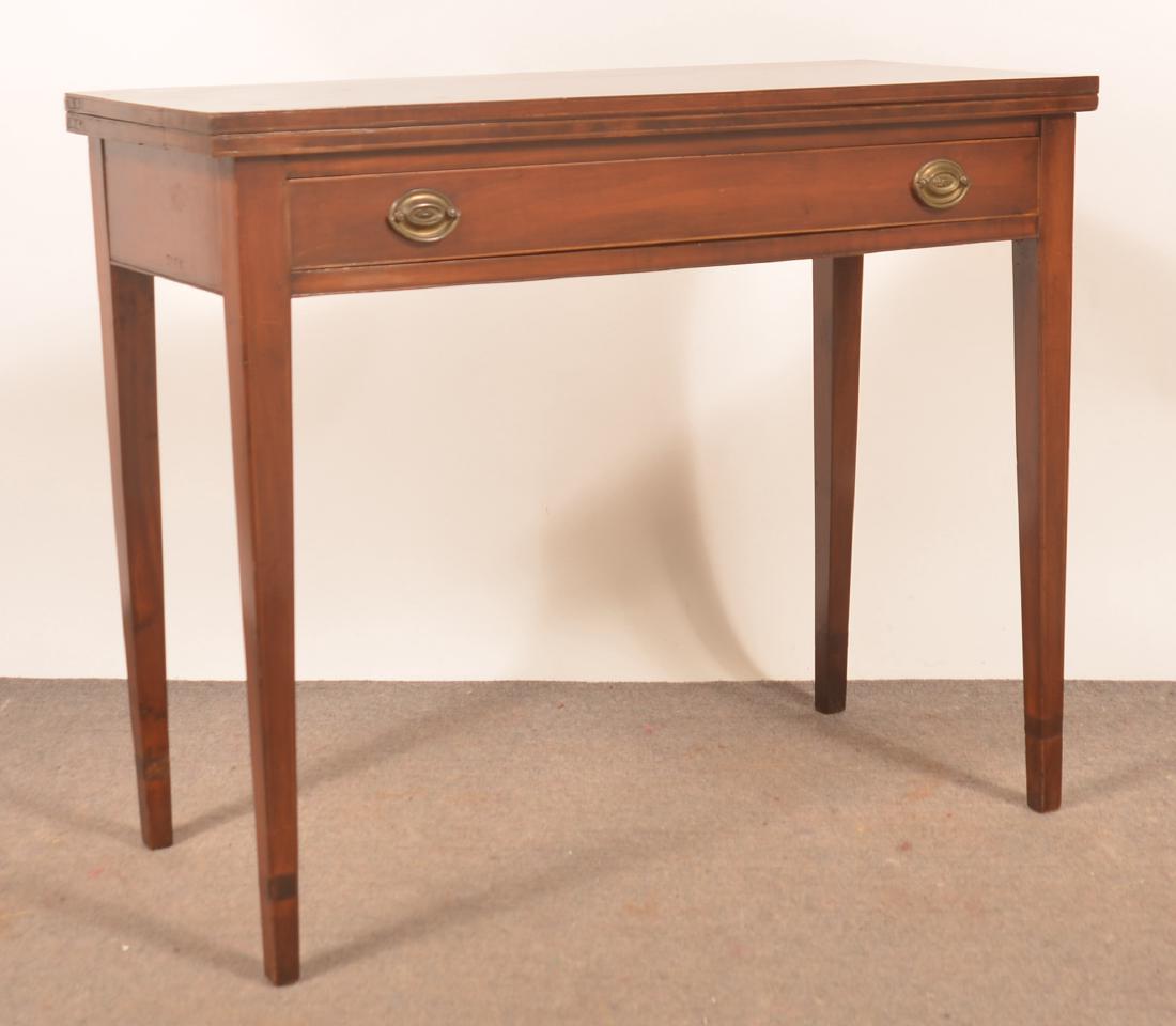 Hepplewhite Cherry Line Inlaid Card Table. (1 of 3)