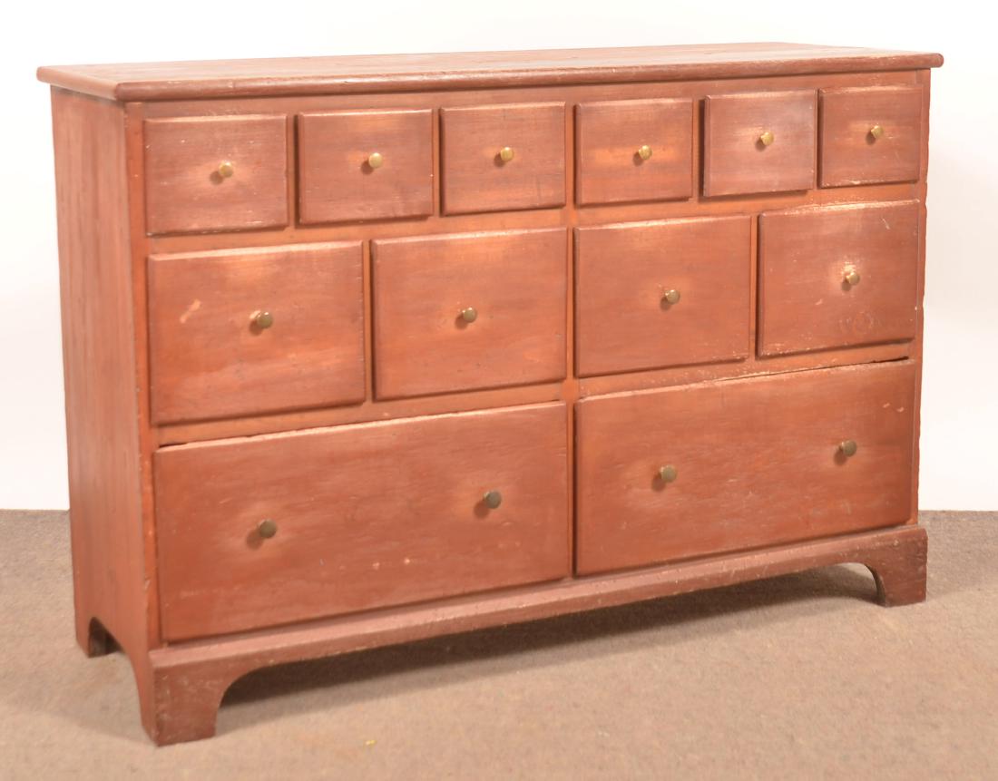 19 Century Red Painted Softwood Apothecary Cabinet. (1 of 3)