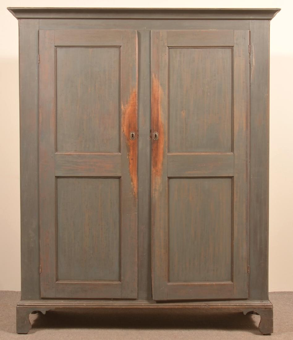 PA Early 19th Century Blue Softwood Stauschrank. (1 of 4)