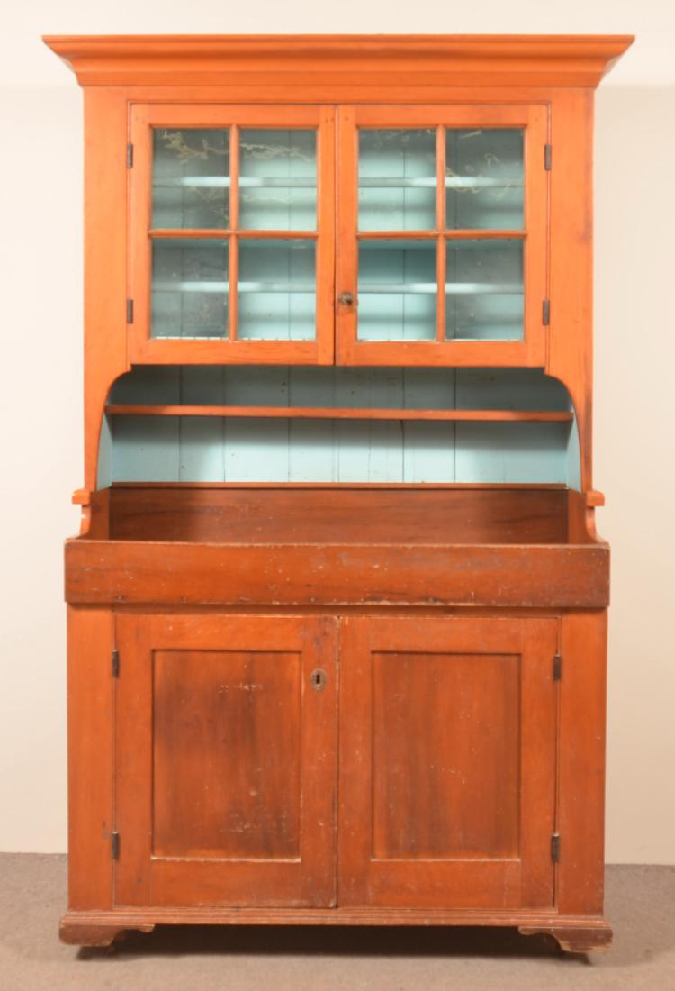 PA 19th Century Softwood 2 Part Cupboard Top Drysink. (1 of 2)