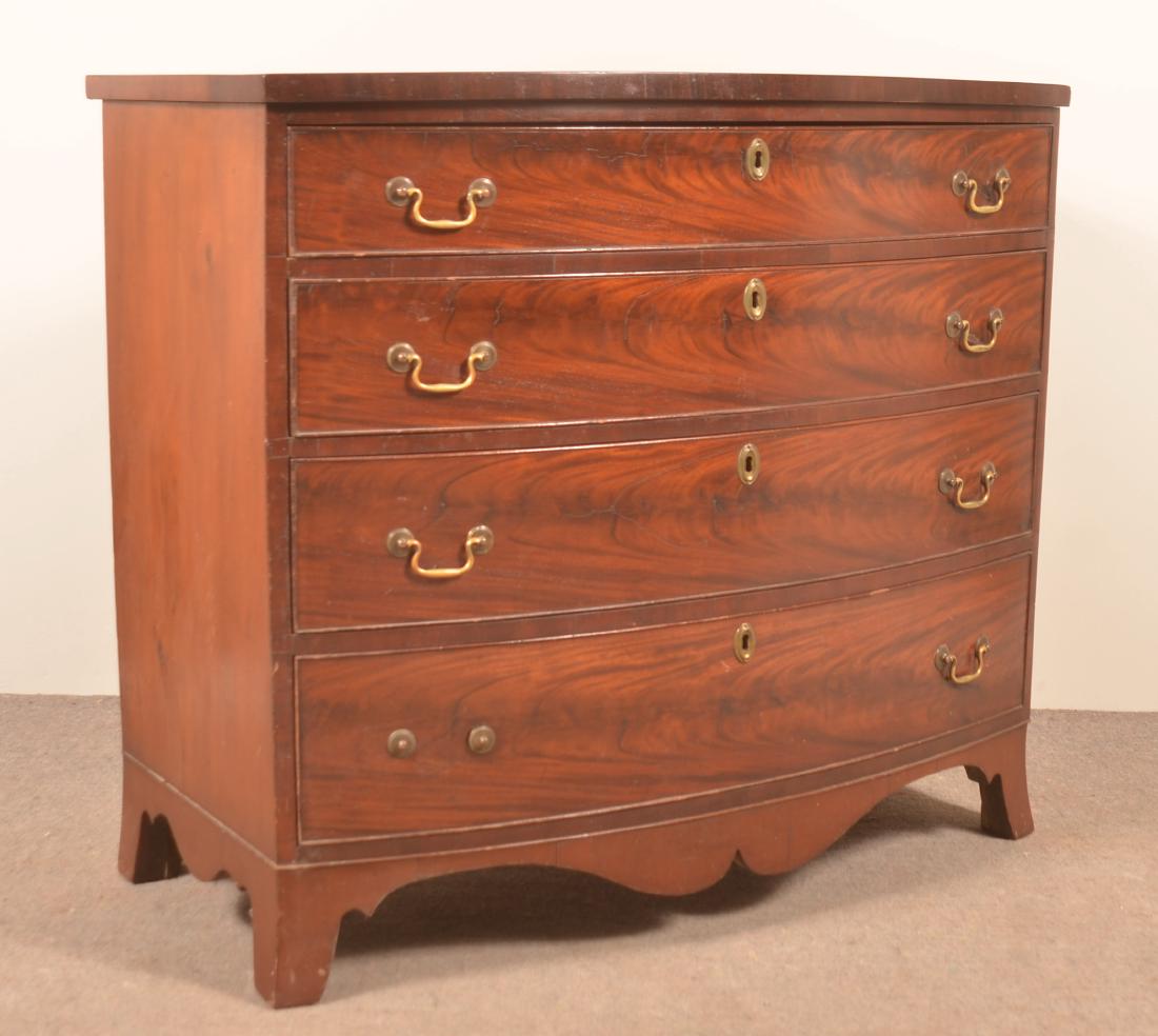 PA Hepplewhite Mahogany Bow-front Chest of Drawers. (1 of 3)