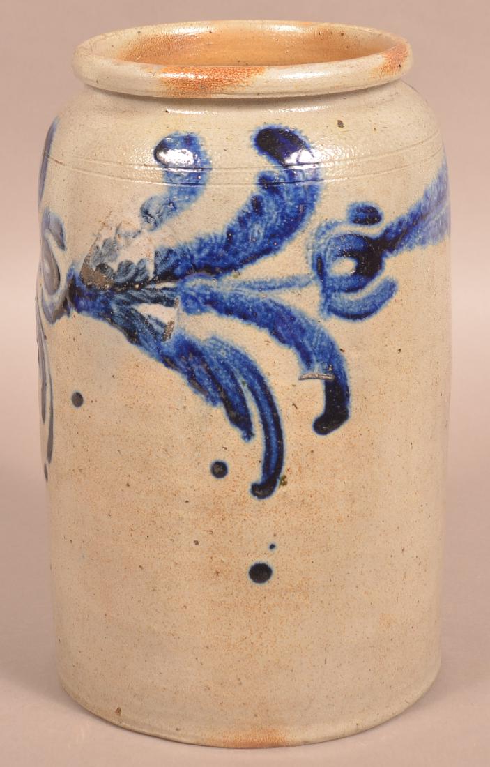 2 Gallon Stoneware Jar with Blue Floral Slip Dec. (1 of 3)