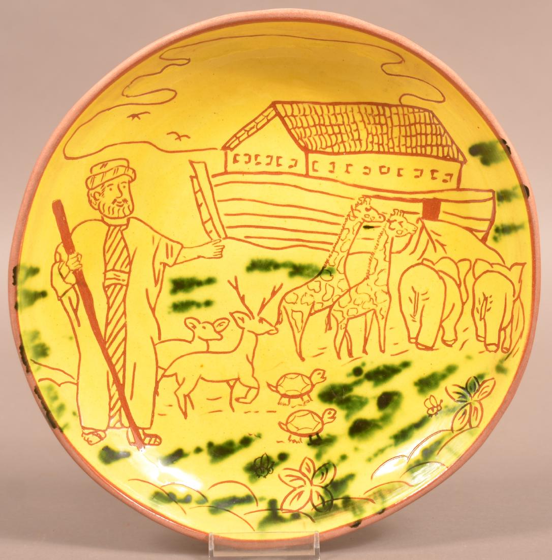 1970 Breininger Redware Pottery Noah Plate. (1 of 2)