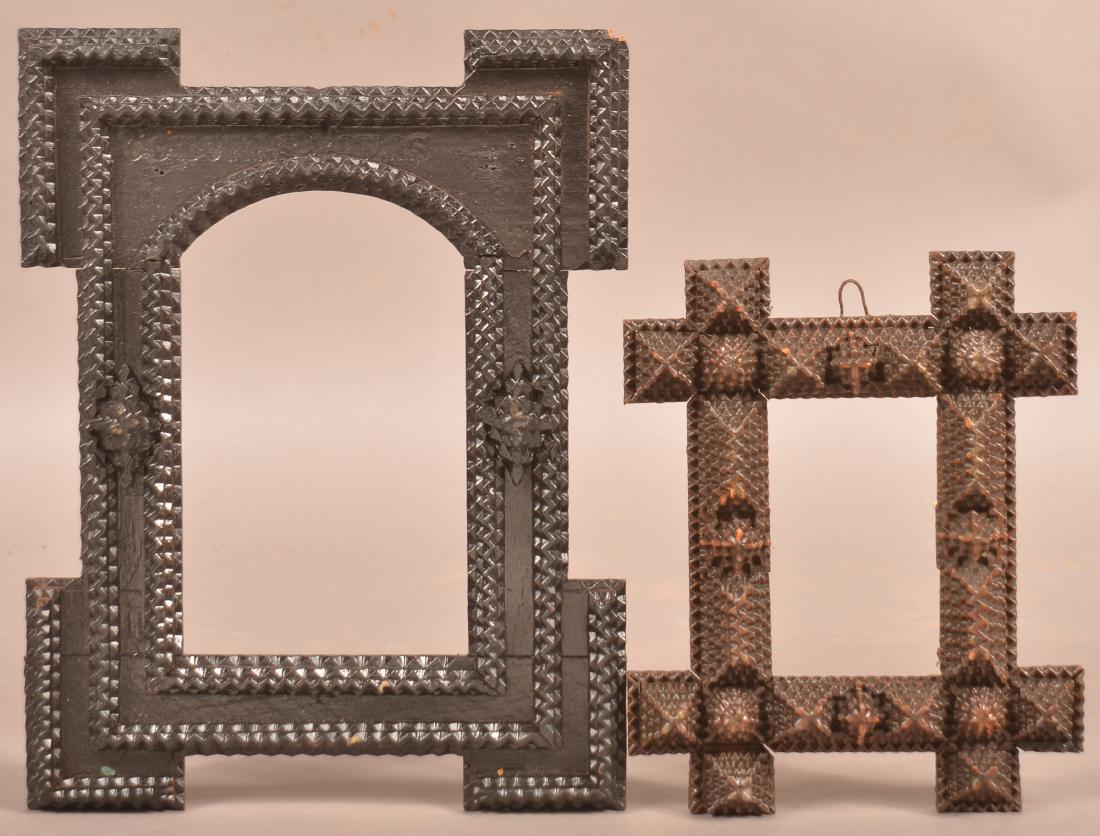 Two Antique Tramp Art Picture Frames. (1 of 2)