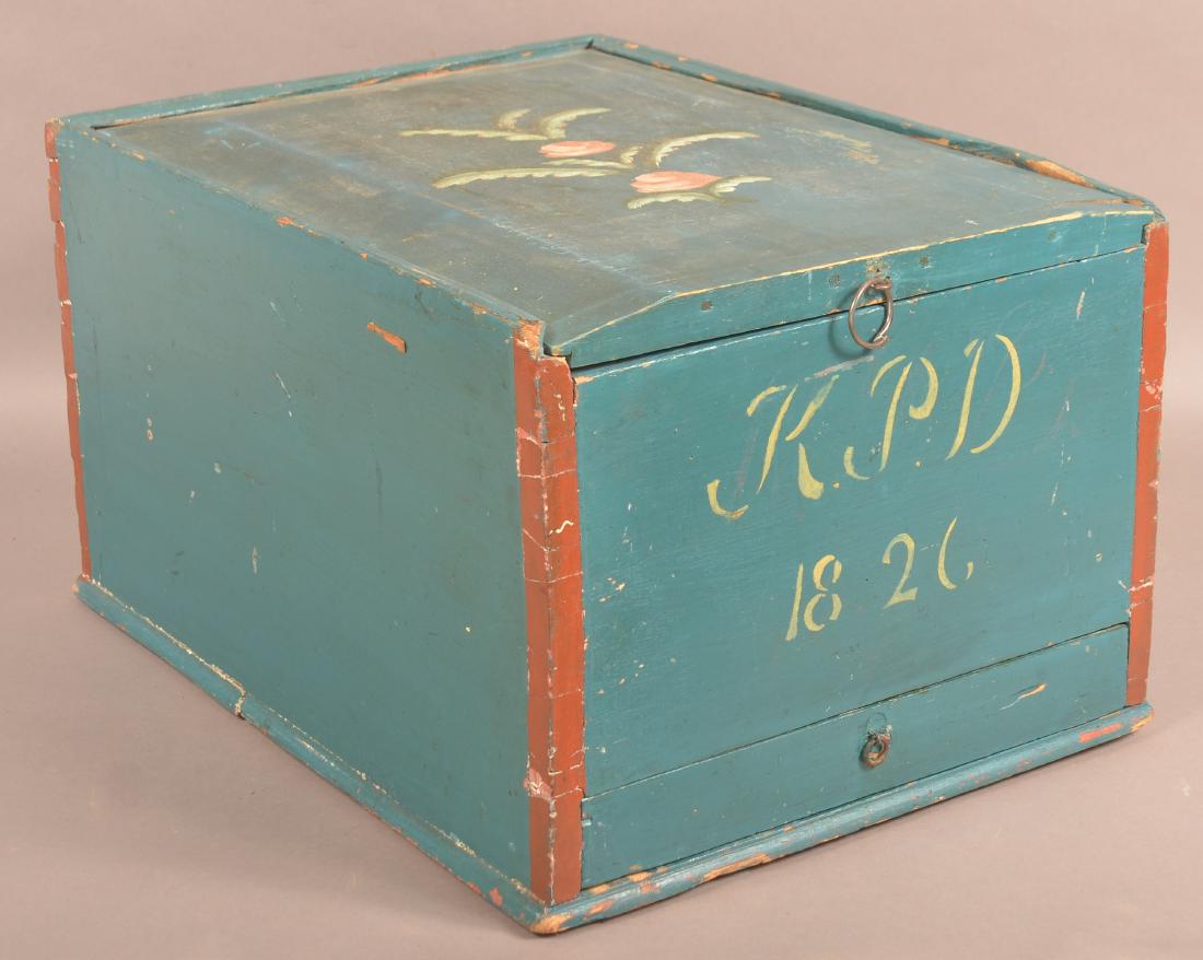 Softwood Paint Decorated Slide Lid Storage Box. (1 of 5)