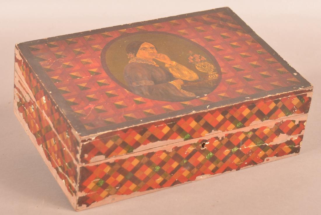 Antique Sewing Box With Painted Reserve. (1 of 4)
