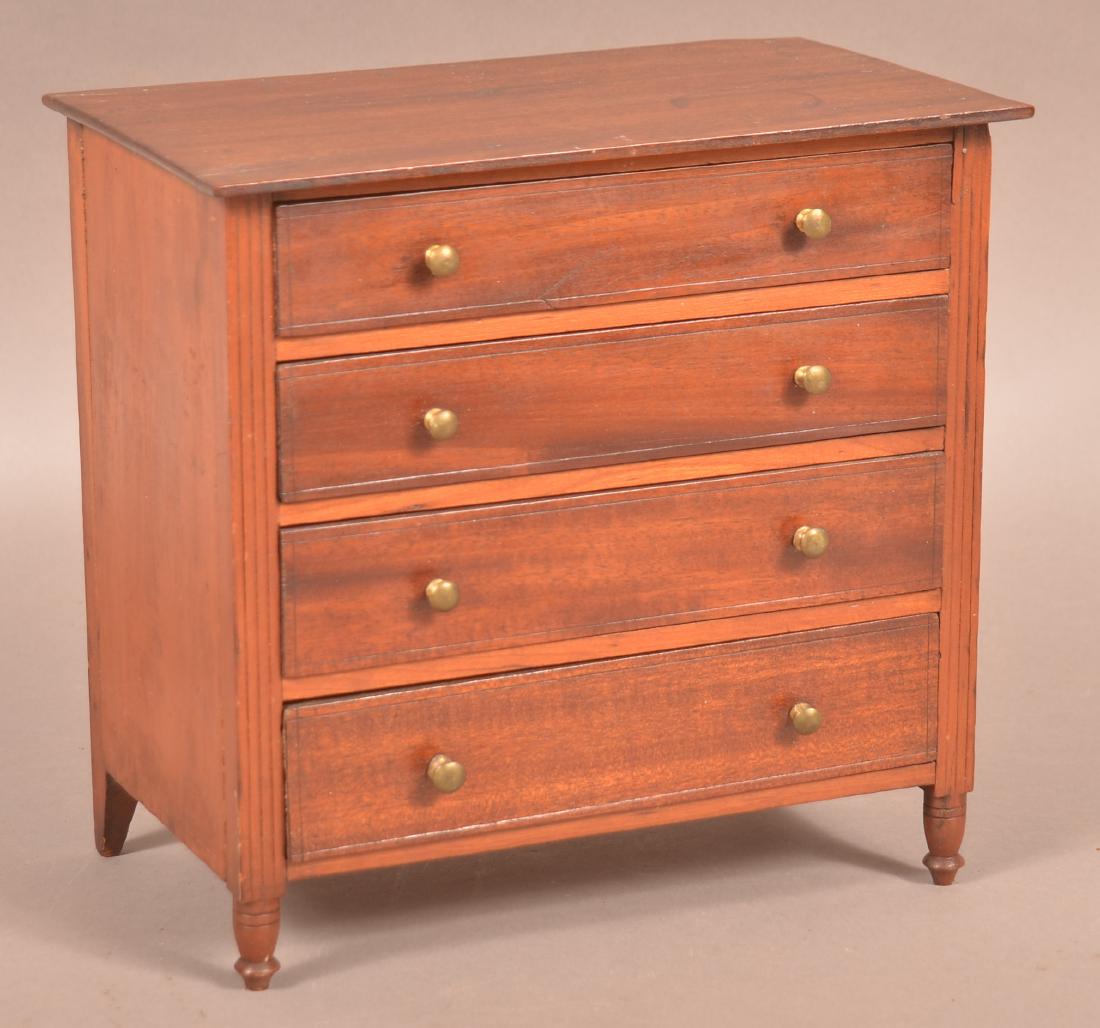 Antique Mixed Wood Miniature Chest. (1 of 3)