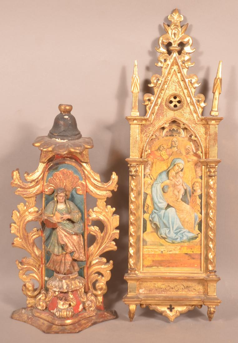 Two Carved and Gilt Religious Wall Hangings. (1 of 4)