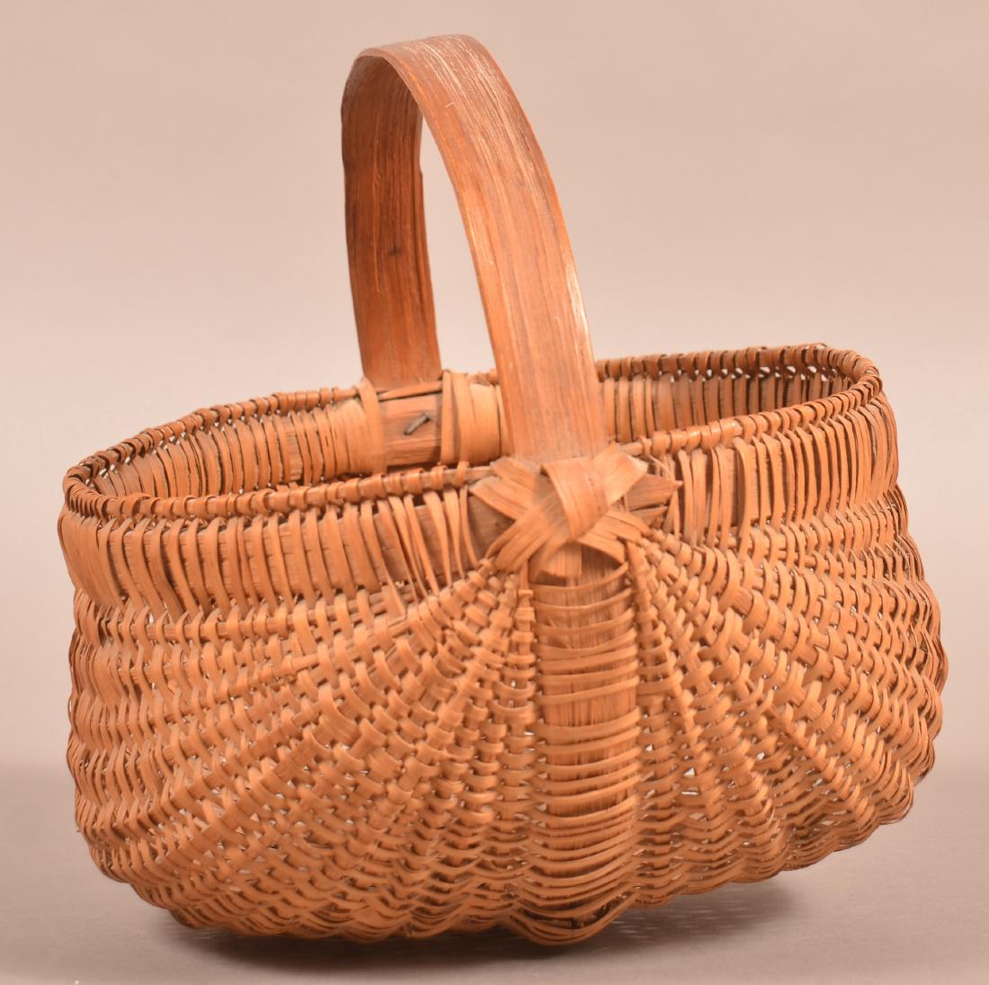 PA 19th Century Woven Oak Splint Egg Basket. (1 of 2)