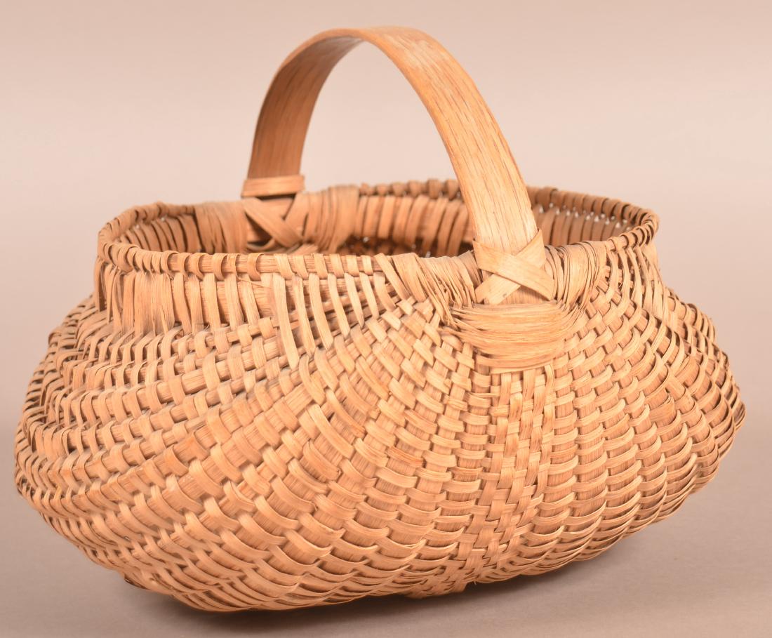 PA 19th Century Woven Oak Splint Egg Basket. (1 of 2)