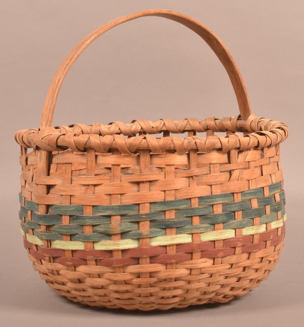 Antique Woven Splint Work Basket. (1 of 2)