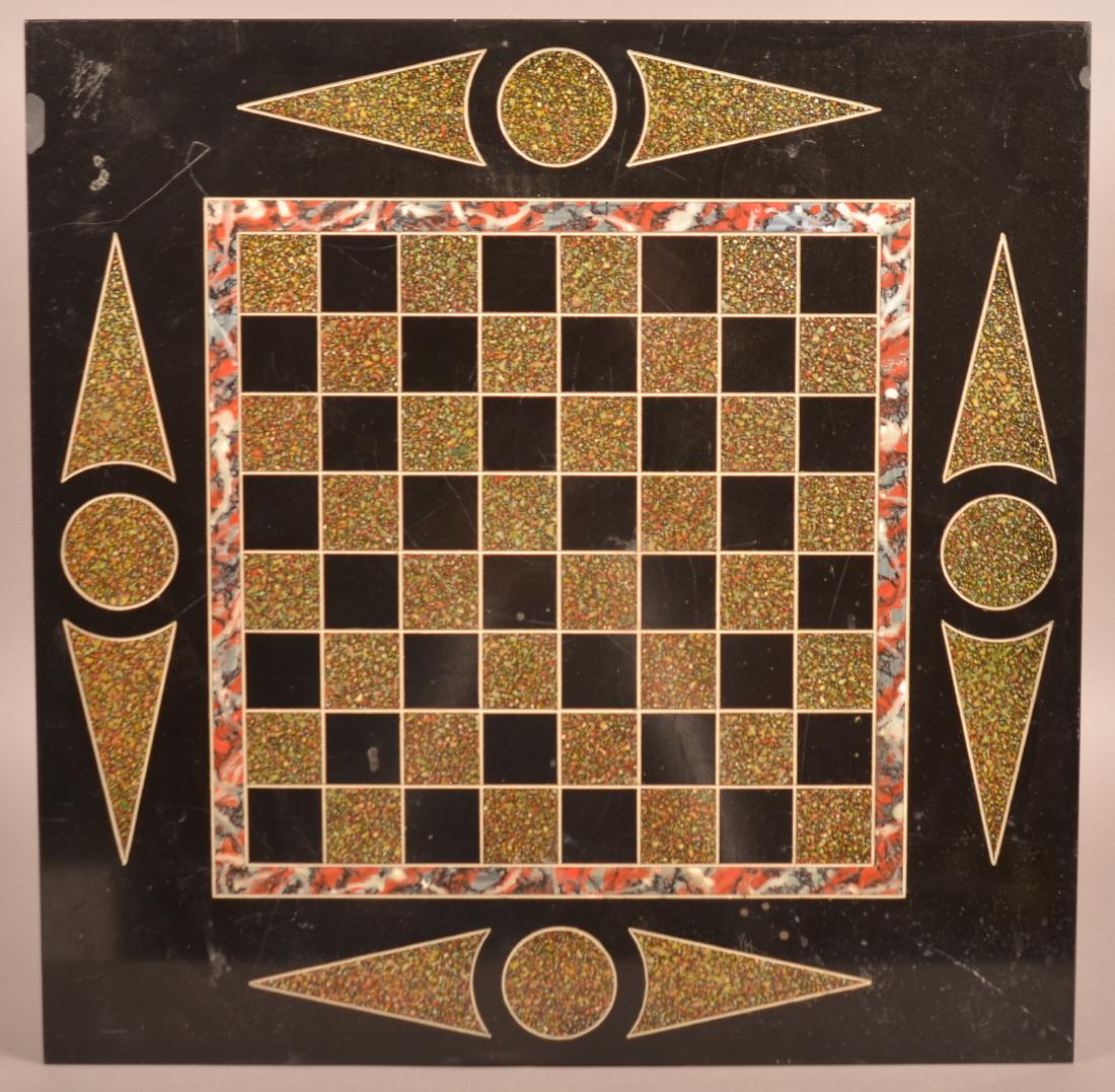 Victorian Decorated Slate Gameboard. (1 of 2)